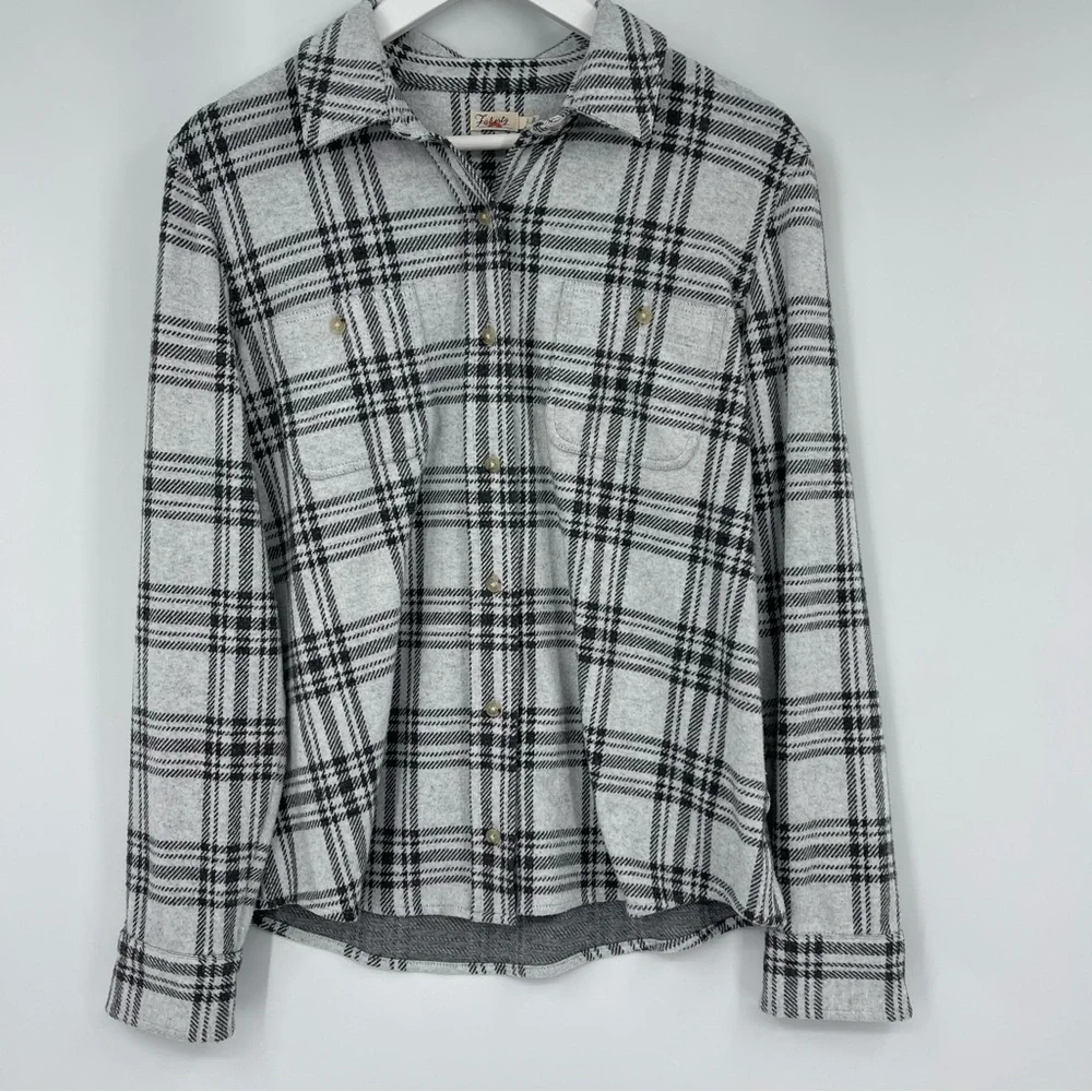 Faherty Legend Sweater Shirt Snowonder Plaid Womans Size L - Picture 2 of 7